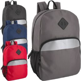 24 Bulk 17-Inch Safety Reflective Backpack With Side Pocket