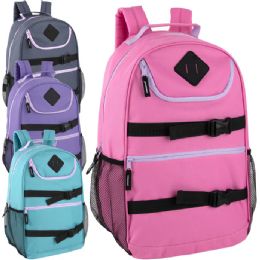 24 Bulk 18 Inch Double Buckle Backpack - 4 Girls Colors