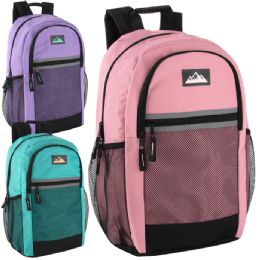 24 Bulk 18-Inch Multi-Pocket Reflective Backpack - 3 Girls Colors