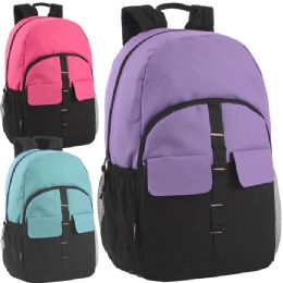 24 Bulk 18 Inch Double Flap Daisy Chain Backpack - 3 Pastel Colors
