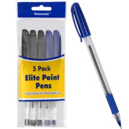 100 Bulk Elite Point Grip Pen 5-Pack