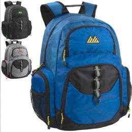 24 Bulk 19-Inch Mountain Edge Multi Pocket Daisy Chain Backpack W Laptop Sleeve - 3 Colors