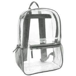 24 Bulk Classic 17 Inch Clear Backpack Grey