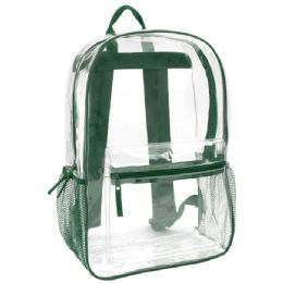 24 Bulk Classic 17 Inch Clear Backpack Green