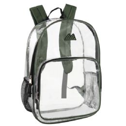 24 Bulk Trailmaker 17 Inch Clear Backpack Green