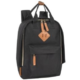 24 Bulk 12-Inch Squared Mini Backpack With Twin Handle - 8 Colors Black