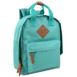 24 Bulk 12-Inch Squared Mini Backpack With Twin Handle - 8 Colors Green