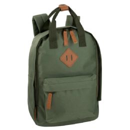 24 Bulk 12-Inch Squared Mini Backpack With Twin Handle - 8 Colors Hunter Green