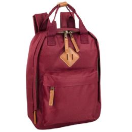 24 Bulk 12-Inch Squared Mini Backpack With Twin Handle - 8 Burgundy
