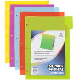 100 Bulk Tab Index Plastic Dividers 5-Pack