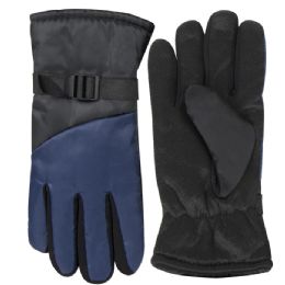 50 Bulk Adult Winter Color Block Gloves - Blue
