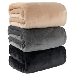 24 Bulk Cozy Luxe Large Throw Blankets 80 X 60in Assorted Colors