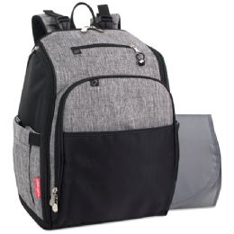 12 Bulk Fisher-Price Fastfinder Multi-Pocket Diaper Bag Backpack With Changing Pad - Heather Grey