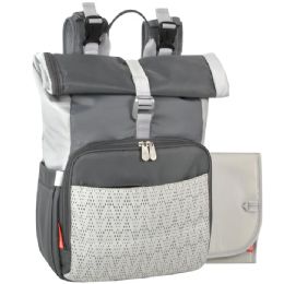 12 Bulk Fisher Price Roll-Top Maverick Backpack Diaper Bags - Two Tone Grey