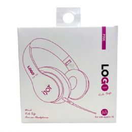 12 Bulk Ijoy Logo Kids Safe Over Ear Headphones In Pink