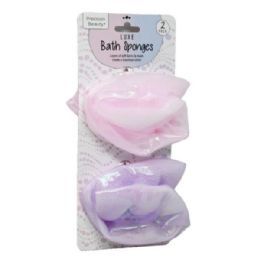 18 Bulk Precision Beauty 2 -count Luxe Bath Sponges In Pink And Purple