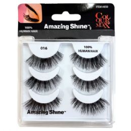 36 Bulk Amazing Shine Colour To The Max 3 Pair 100% Human Hair Eyelash Set In Style 016