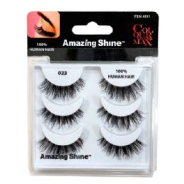 36 Bulk Amazing Shine Colour To The Max 3 Pair 100% Human Hair Eyelash Set In Style 023
