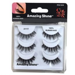 36 Bulk Amazing Shine Colour To The Max 3 Pair 100% Human Hair Eyelash Set In Style 311t