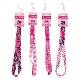 36 Bulk Pink Lanyard With Detachable Buckle In Assorted Pink Bca Designs