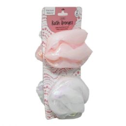 18 Bulk Precision Beauty 2 -count Luxe Bath Sponges In Coral And White