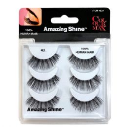 36 Bulk Amazing Shine Colour To The Max 3 Pair 100% Human Hair Eyelash Set In Style 43