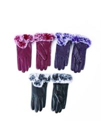 12 Bulk Ladies Fur Winter Gloves