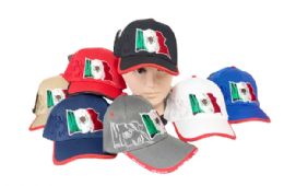 12 Bulk Mexico Flag Hats Per Dozen