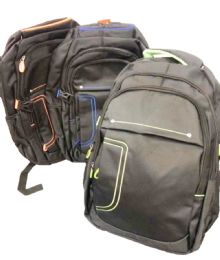 6 Bulk Assorted Black with Lining Backpack