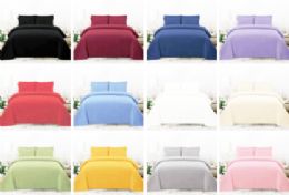 12 Bulk Solid King Bed Sheet Set 6pc Assorted Colors