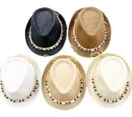 12 Bulk Seashell Fedora Hat 12pc