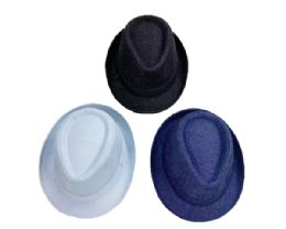 12 Bulk Solid Fedora Hat 12pc