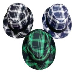 12 Bulk Plaid Fedora Hats