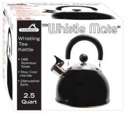 8 Bulk 2.5 Qt. Stainless Steel Whistling Tea Kettle - Black
