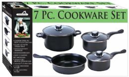 6 Bulk 7-Pc. Non-Stick Cookware Set - Black