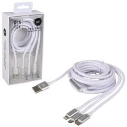 48 Bulk 48 Wholesale Gentek 3in1 charging UsB-C Cable (white) - WSD