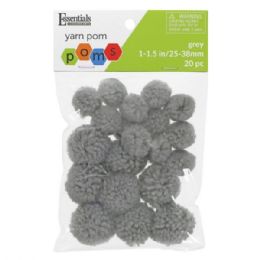56 Bulk Essentials By Leisure 20 Count Assorted Sizes Grey Yarn Craft Pom Poms