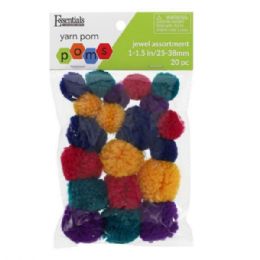 56 Bulk Essentials By Leisure 20 Count Assorted Sizes Jewel Colors Yarn Craft Pom Poms