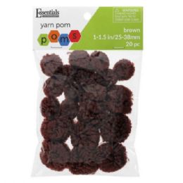 56 Bulk Essentials By Leisure 20 Count Assorted Sizes Brown Yarn Craft Pom Poms