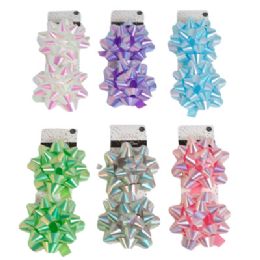 24 Bulk Gift Bow 2pk 4.5in Iridescent 6ast Colors