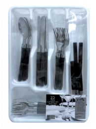 6 Bulk 23 Piece Stainles Steel Cutlery Set With Tray Asst Colors