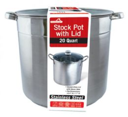 2 Bulk 20 Qt Heavy Duty Stainless Steel Stock Pot With Glass Lid