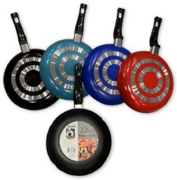 12 Bulk 22cm Non-Stick Colored Fry Pan Asstd Colors