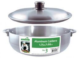 12 Bulk Shiny Aluminum Caldero Pots W/ Lids #3 1.75qt
