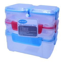 12 Bulk 8 Piece Plastic Container w/Click & Lock Lids
