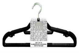 12 Bulk Set Of 10 Rubberized Hangers With Tie Bar
