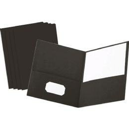 4 Bulk Paper 2-Pockets Portfolio, Black 25 count