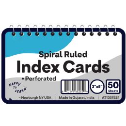 96 Bulk Spiral Bound Ruled White Index Card 3inch X 5inch 50 Ct.