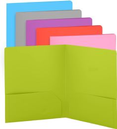 96 Bulk Poly 2-Pockets Portfolio Solid Color, Yellow