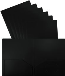 96 Bulk Poly 2-Pockets Portfolio Solid Color, Black